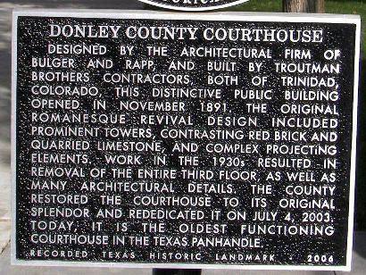 Clarendon TX - Donley County Courthouse historical marker