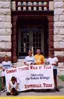 kids in front of Erath Co Courthouse