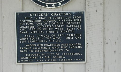 Fort Richardson State Park Officer's Quarter marker