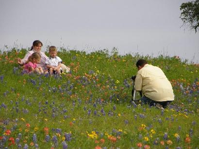 Independence TX Old Baylor Park Family amid Wildflower