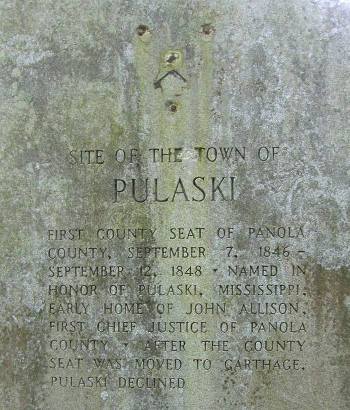 Panola County Tx - Pulaski Centennial Marker Text