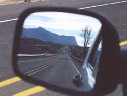 El Capitan in the rear view mirror