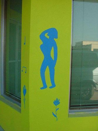 Female silhouette bar art