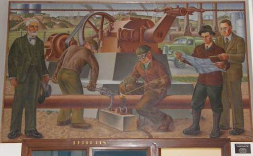 Graham, Texas Post Office Mural Oil Fields Of Graham by Alexandre Hogue