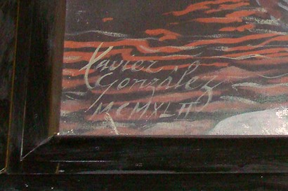 Mission TX Post Office Mural: West Texas Landscape, Xavier Gonzalez signature