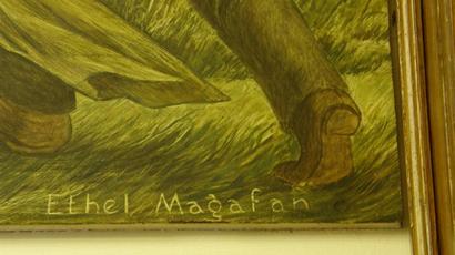 Madill, Oklahoma - PO mural “Prairie Fire” - Ethel Magafan signature