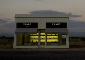 Prada Marfa, the adobe structure near Marfa, Texas