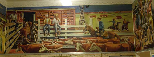 Amarillo Tx - Julius Woeltz WPA Mural - Cattle Loading