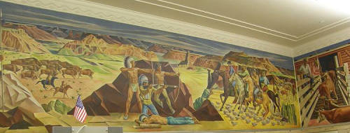 Amarillo Tx - Jullius Woeltz WPA Mural Coronado's Exploration Party