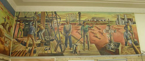 Oil - Amarillo Tx - Julius Woeltz WPA Mural 