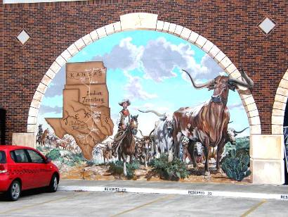 Cleburne Tx - Trail, Cowboys & Longhorns Mural