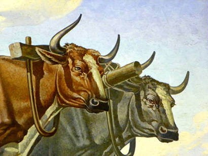 Mart TX - WPA Mural detail - Oxen