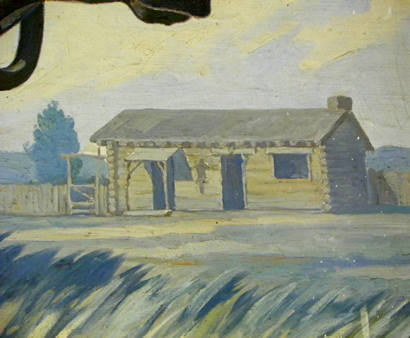 Mart TX - WPA Mural detail - Pioneer home