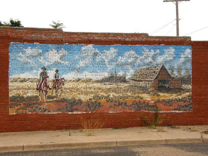 McLean TX Wall Mural -  Cowboys, cactus and shed