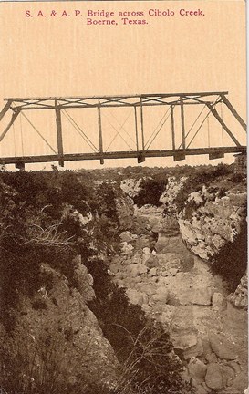 S.A. & A.P.(Railroad) Bridge across Cibolo Creek. Boerne TX ca1910 