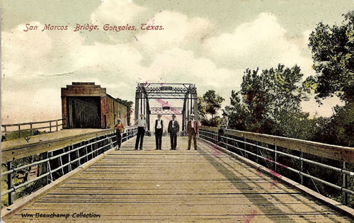 Gonzales, TX - San Marcos River Bridge, Postmarked 1908