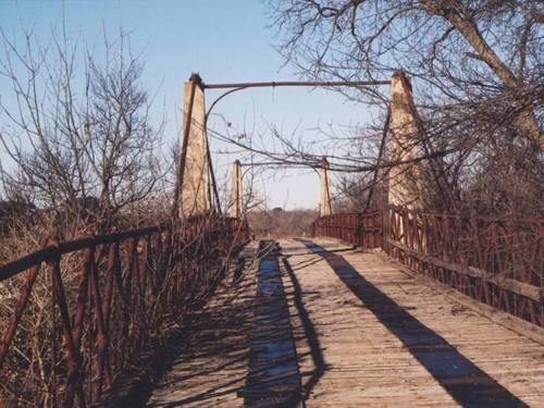 Clear Fork Suspension Bridge NE of Albany Texas 