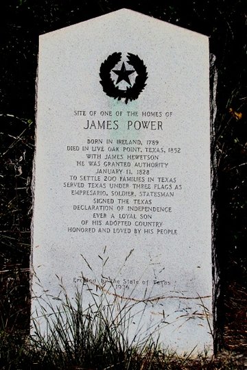 James Power home site marker, Live Oak Point, Texas