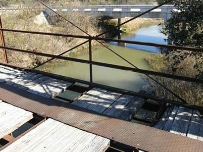 East Sweden Pony Truss Bridge overlooking downstream Onion Creek Texas