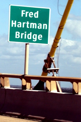 Fred Hartman Bridge , Texas sign