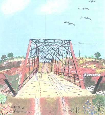 Oriana Camelback Truss Bridge , Texas  water color