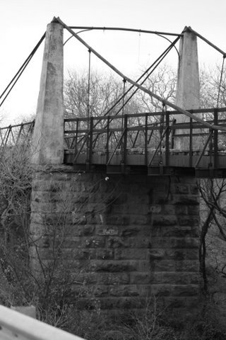 Woodson Texas suspension bridge support