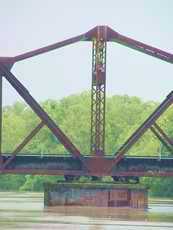 Trinity river railroad swing  bridge close up, Trinity County, Texas
