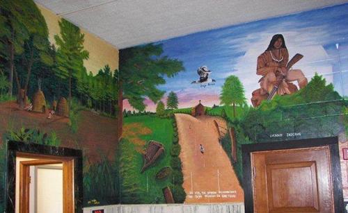 Cherokee County mural of Caddo & Cherokee Indians, in Rusk Texas