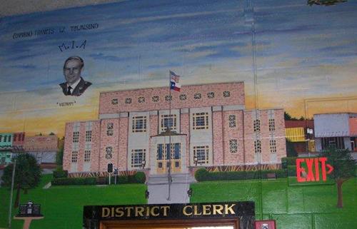 Mural of Cherokee County  courthouse, Rusk,  Texas