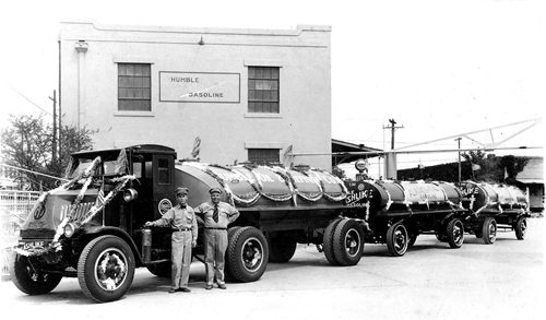 Humble Gasoline Truck Humble depot San Antonio 1930s
