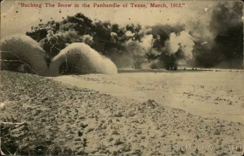 Glazier TX - Train plowing through snow in Texas Panhandle