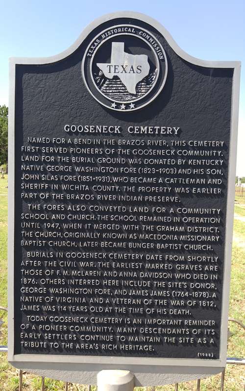 Young County TX - Gooseneck Cemetery Historical Marker 