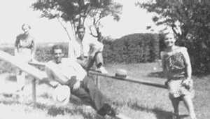 Mackay, Texas teachers and students in schoolyard