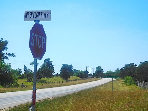 McDuff TX - Upper Elgin River Rd sign 