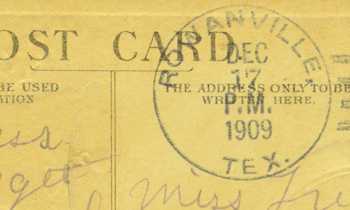 Rowanville, Texas 1909 postmark