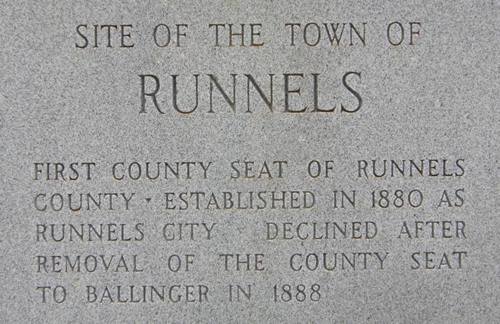 Runnels City Texas Centennial Marker text
