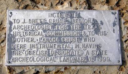 Tampico, Hall County, Texas - Ozark Trail  Obelisk plaque