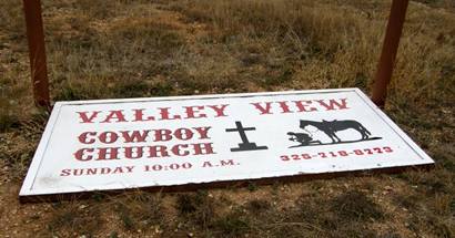 Valley View TX - Valley View Cowboy Church sign