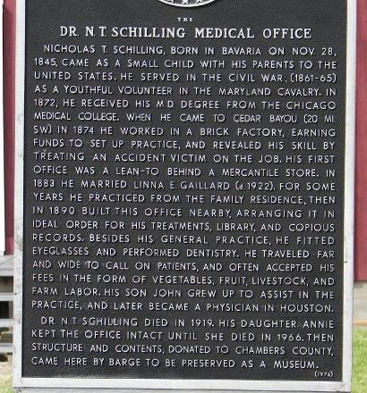 Anahuac TX - Dr. Schilling Medical Office Historical Marker