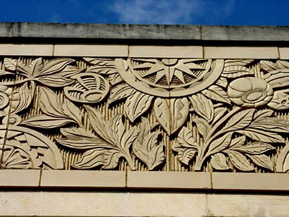 Flora and sunburst architectural details