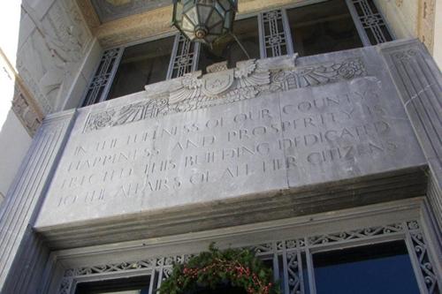 Beaumont TX Jefferson County Courthouse Carved dedication