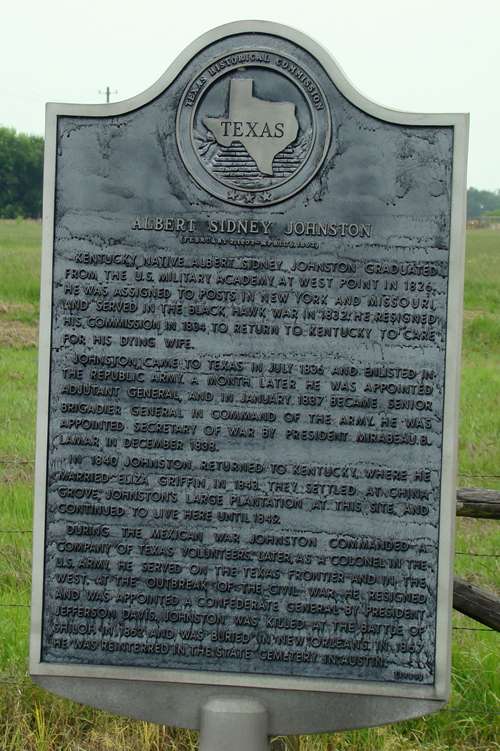 General Albert Sidney Johnston Historical Marker