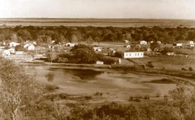 Birds eye view of Clute, Texas, 1920s