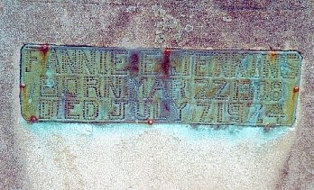 Tin nameplate in Collegeport Cemetery