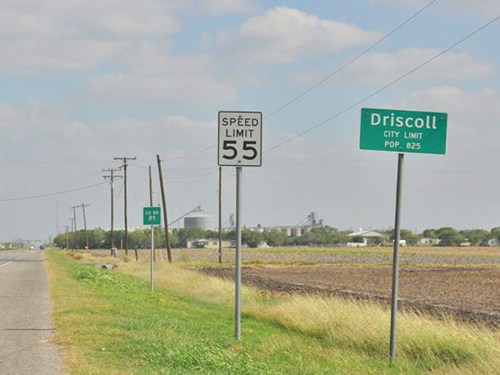 Driscoll TX -  City limit sign