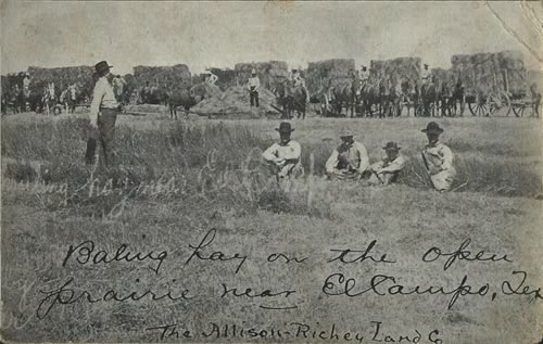 El Campo, TX -Baling Hay on the open prairie 