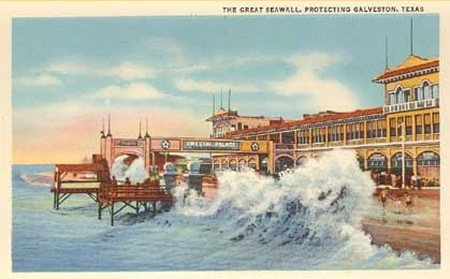 Great seawall protecting Galveston, Texas