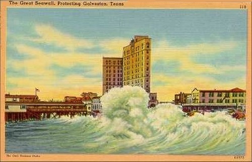 Great seawall protecting Galveston, Texas