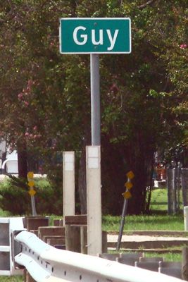 Guy Texas road sign