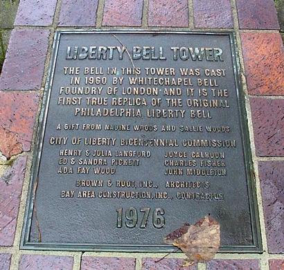 Liberty Bell plaque, Liberty Texas